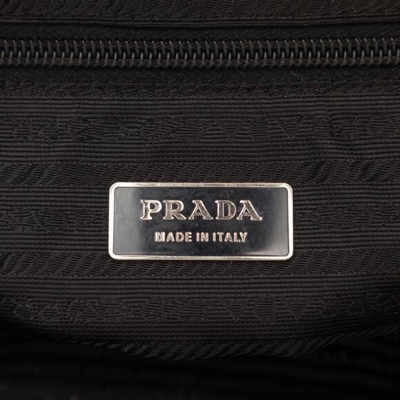 PRADA Tessuto Nylon Triangle Logo Bauletto Bag Black Vintage Y2K RARE - Picture 9 of 15
